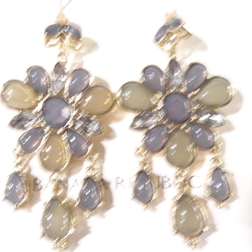 Banana Republic Nudes Cabochon Crystal Flower Drop Earrings NWT 48 - Picture 6 of 8